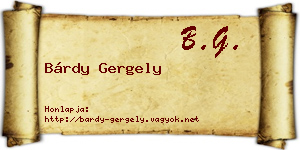 Bárdy Gergely névjegykártya